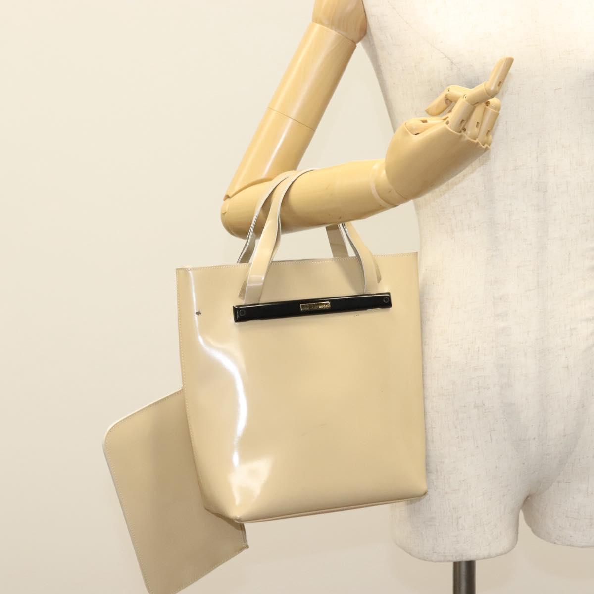GUCCI Hand Bag Patent leather Beige 000 2058 0558 0 Auth 135372