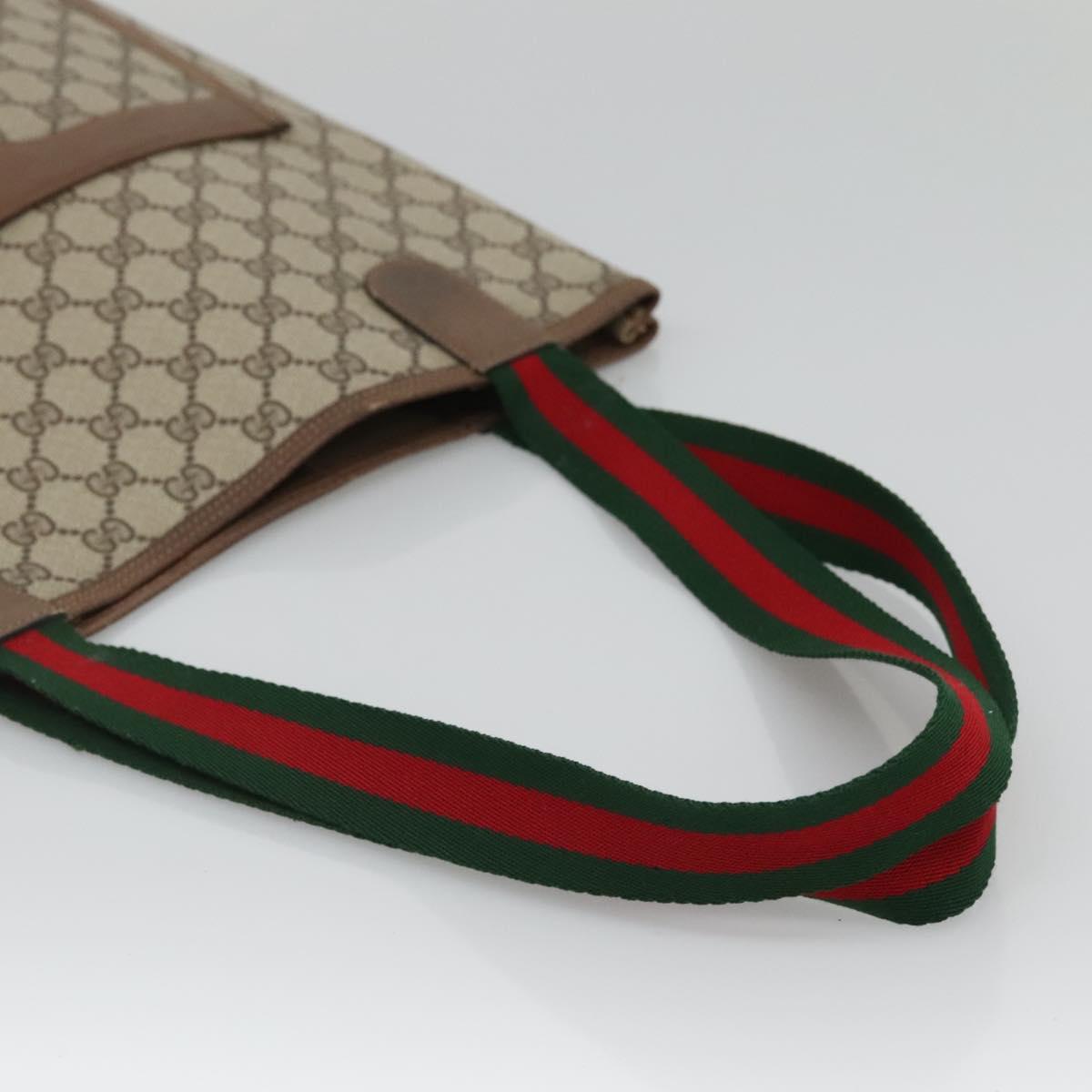 GUCCI GG Supreme Web Sherry Line Tote Bag PVC Beige Red 39 02 003 Auth 135373