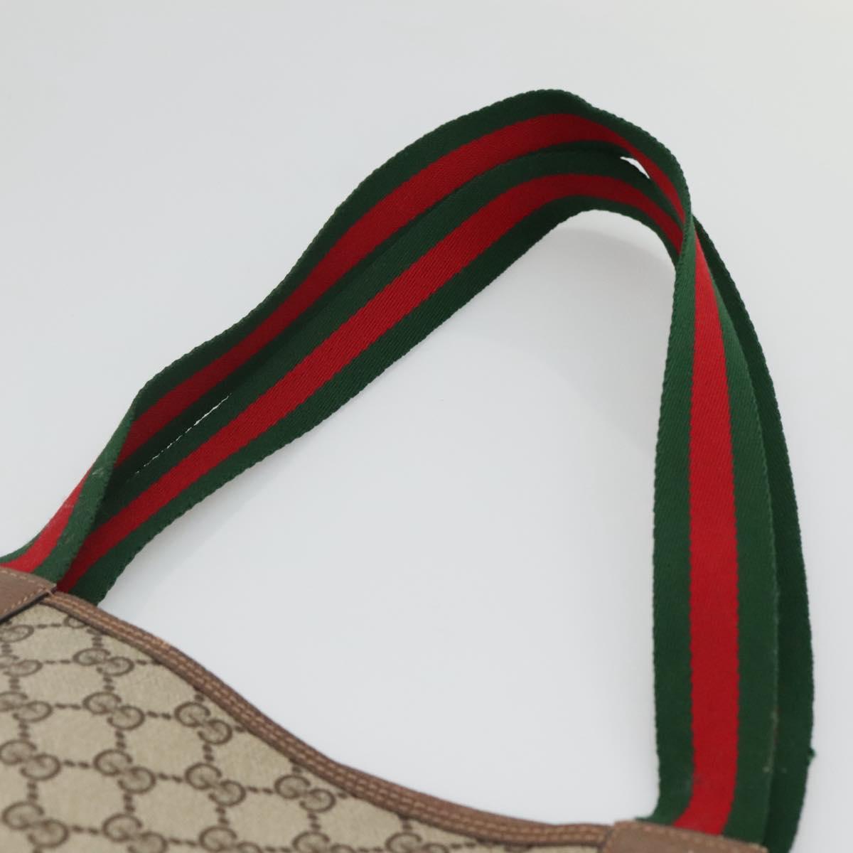 GUCCI GG Supreme Web Sherry Line Tote Bag PVC Beige Red 39 02 003 Auth 135373