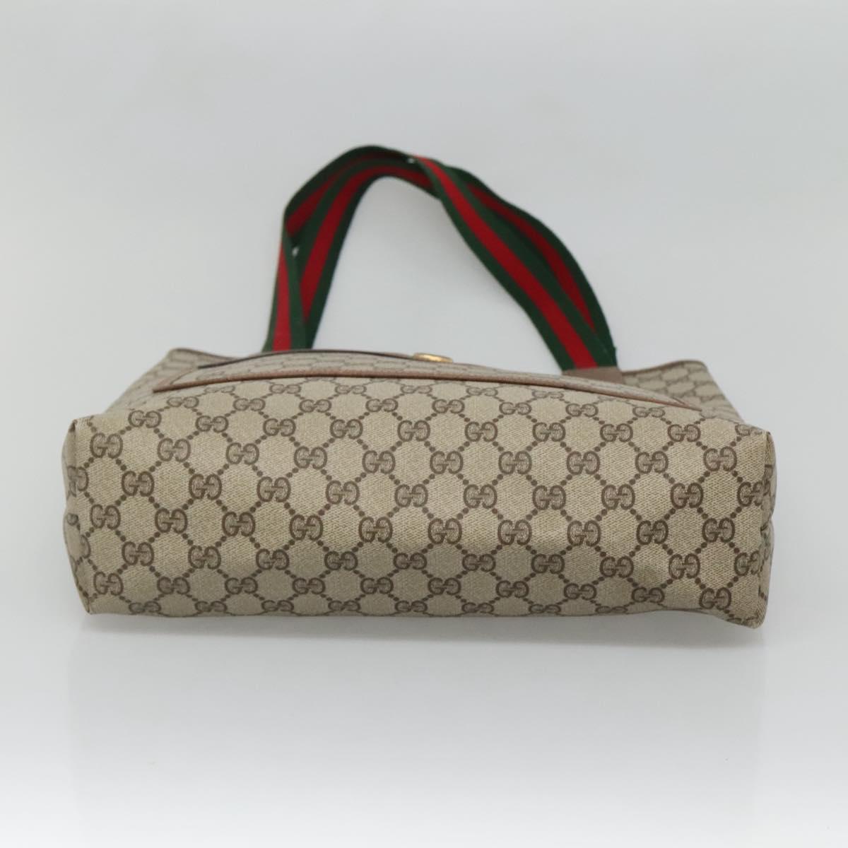 GUCCI GG Supreme Web Sherry Line Tote Bag PVC Beige Red 39 02 003 Auth 135373