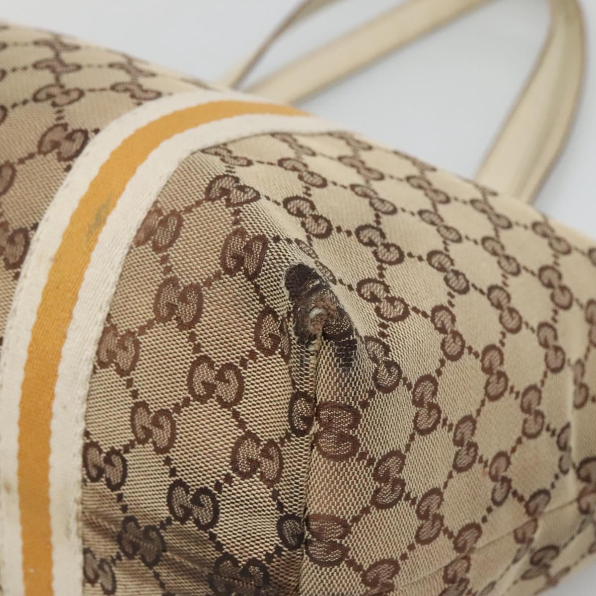 GUCCI GG Canvas Sherry Line Tote Bag Beige Gold 139260 Auth 135376