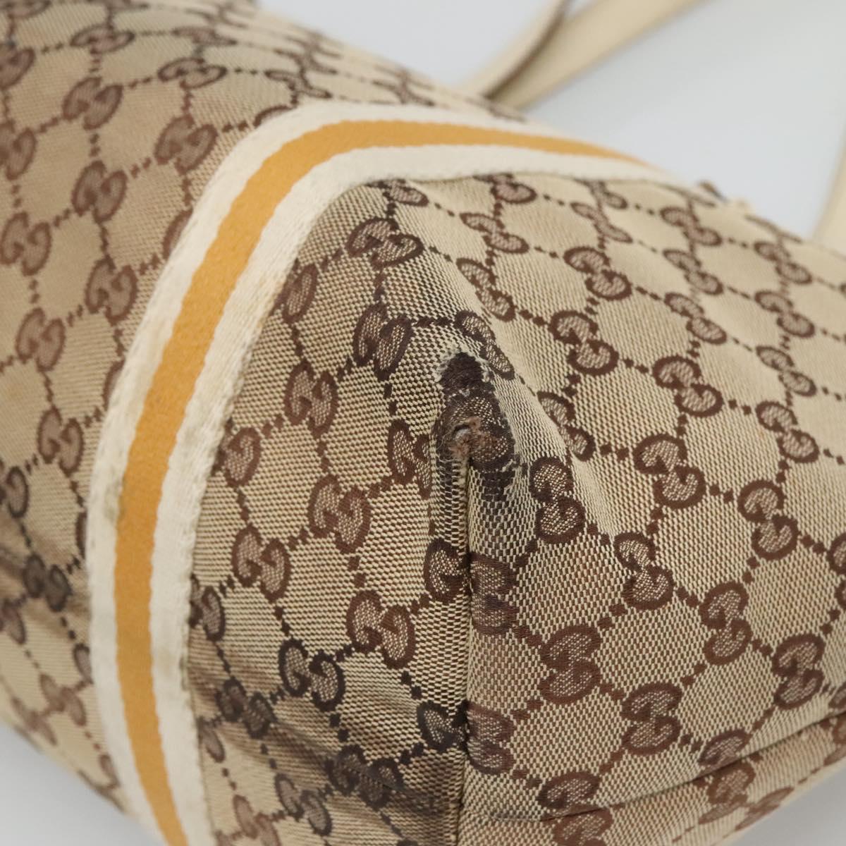 GUCCI GG Canvas Sherry Line Tote Bag Beige Gold 139260 Auth 135376