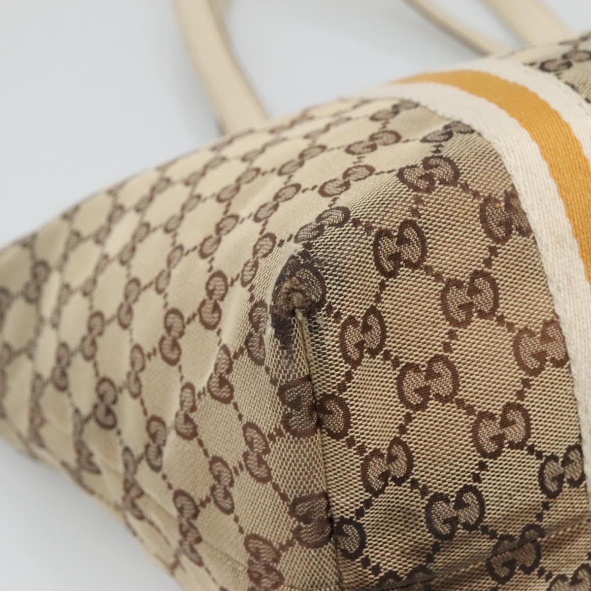 GUCCI GG Canvas Sherry Line Tote Bag Beige Gold 139260 Auth 135376