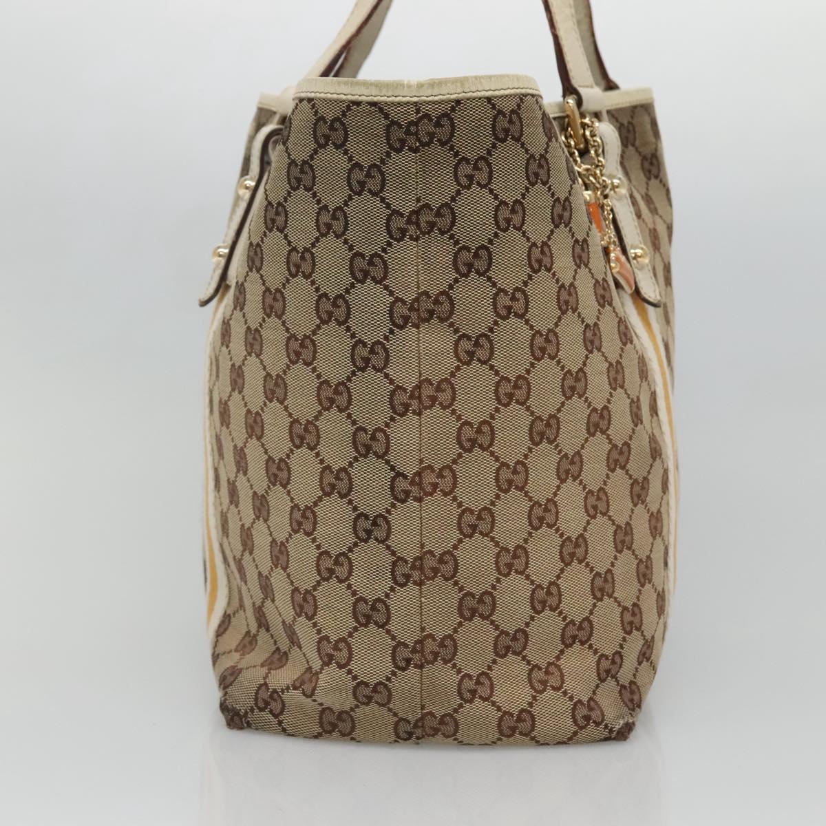 GUCCI GG Canvas Sherry Line Tote Bag Beige Gold 139260 Auth 135376