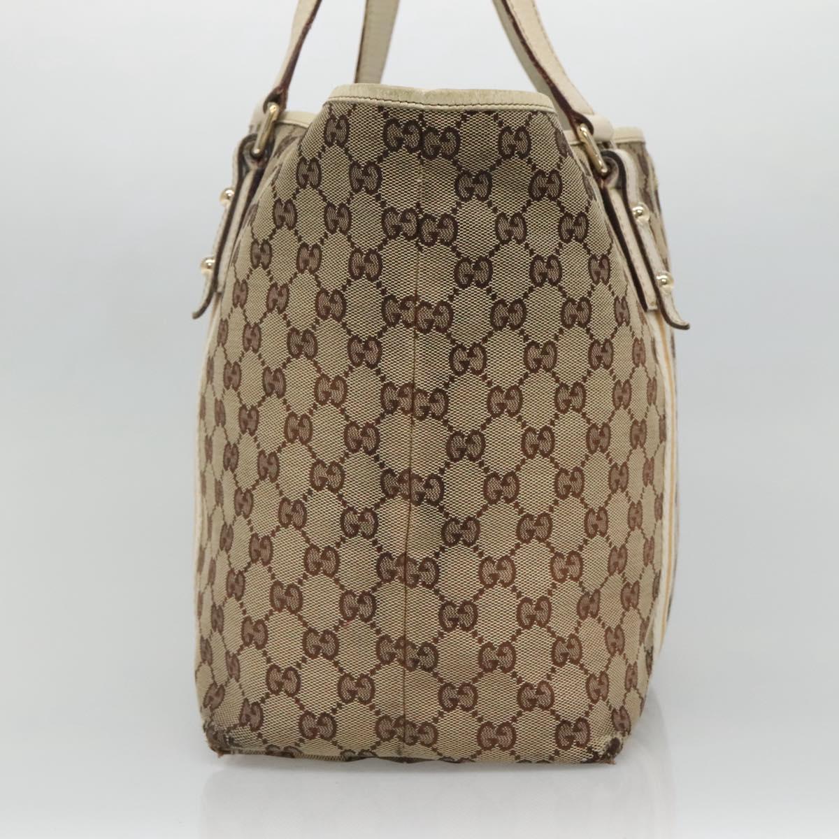 GUCCI GG Canvas Sherry Line Tote Bag Beige Gold 139260 Auth 135376