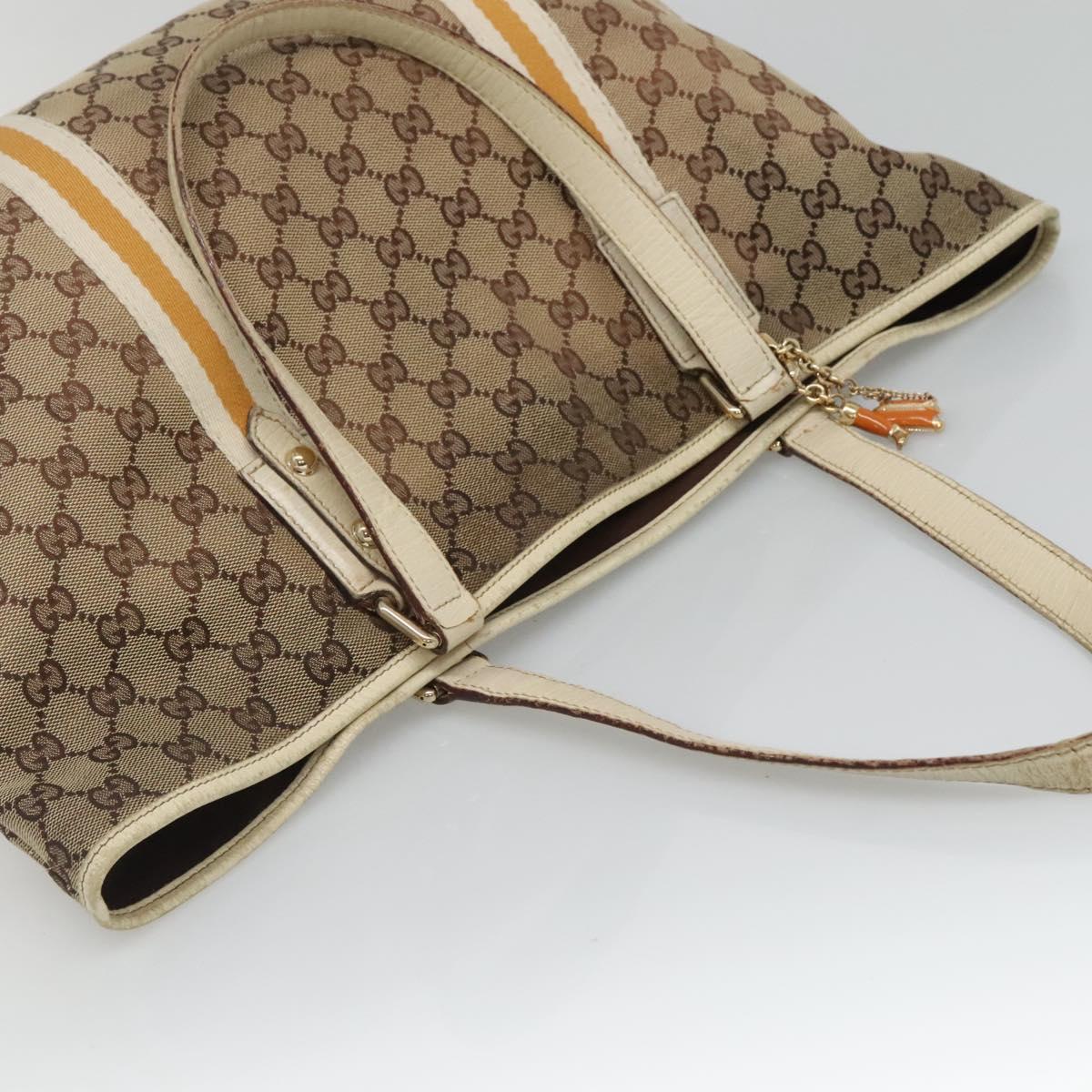 GUCCI GG Canvas Sherry Line Tote Bag Beige Gold 139260 Auth 135376
