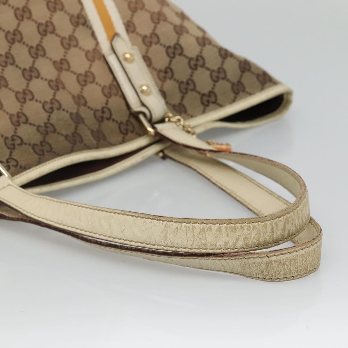 GUCCI GG Canvas Sherry Line Tote Bag Beige Gold 139260 Auth 135376