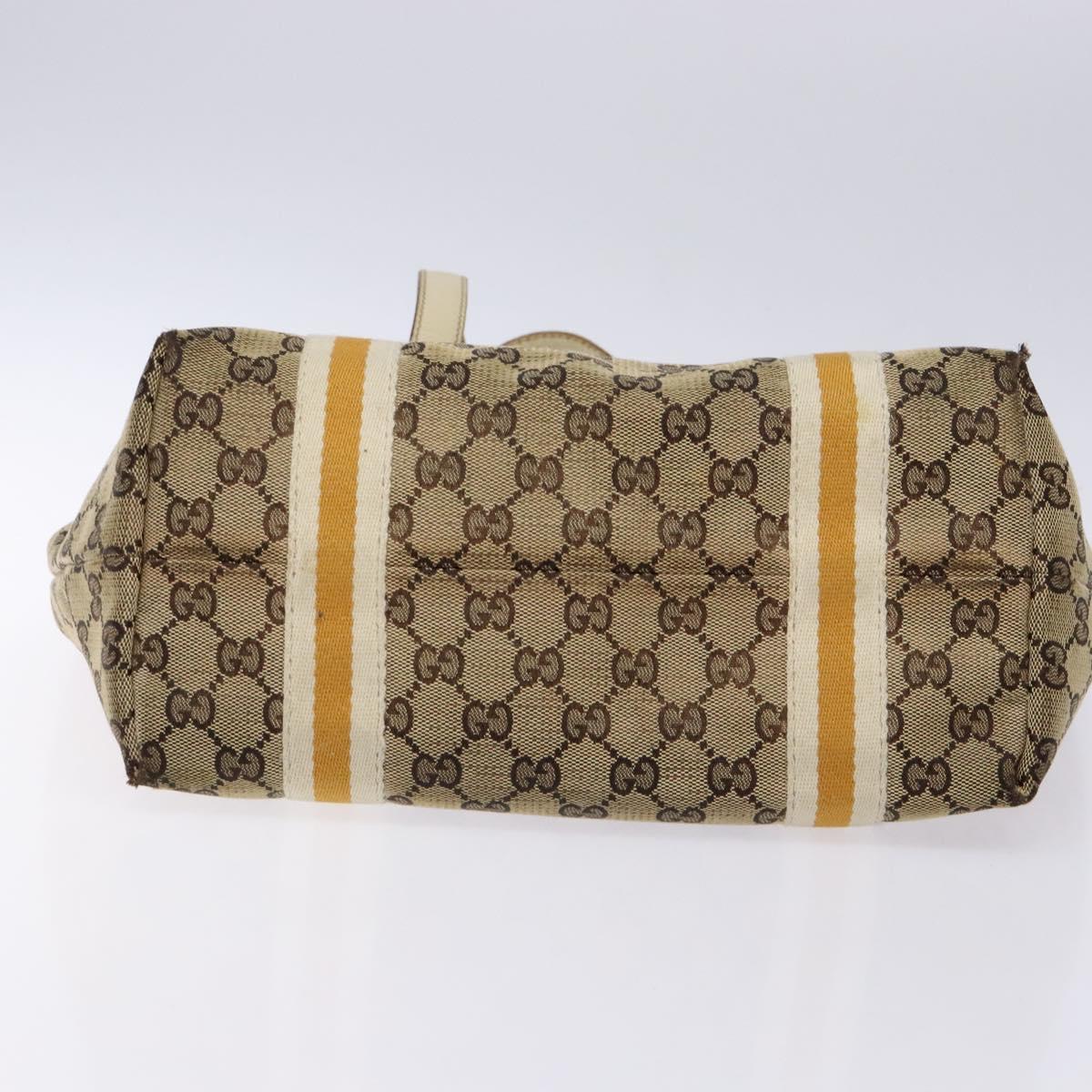 GUCCI GG Canvas Sherry Line Tote Bag Beige Gold 137396 Auth 135378
