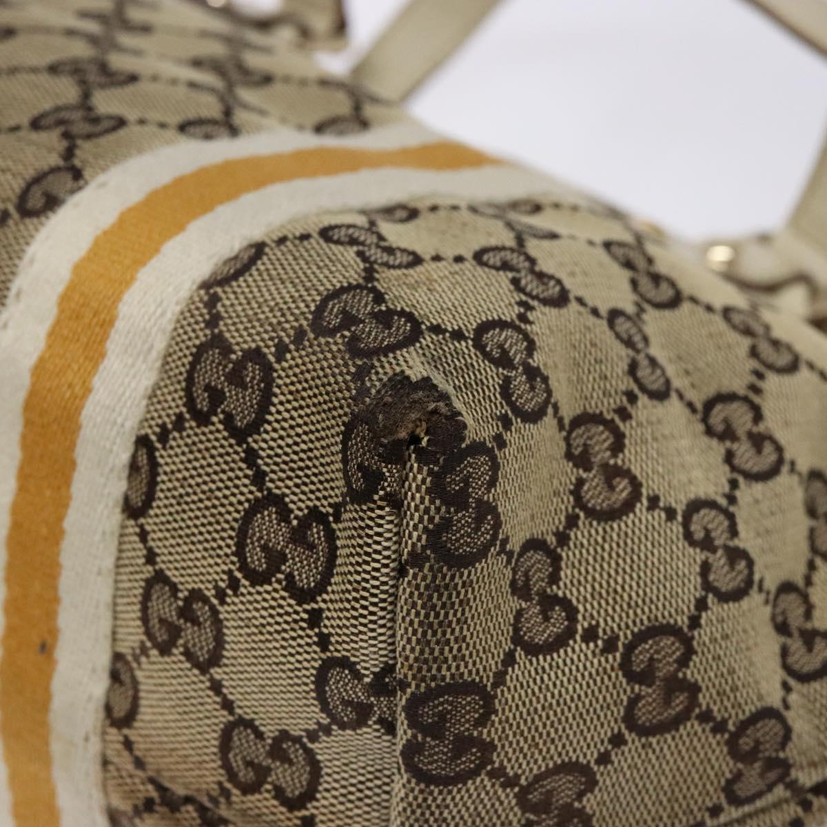 GUCCI GG Canvas Sherry Line Tote Bag Beige Gold 137396 Auth 135378