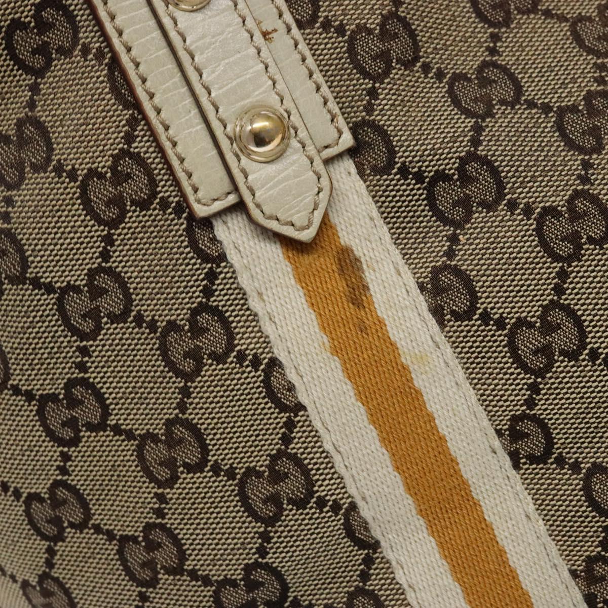 GUCCI GG Canvas Sherry Line Tote Bag Beige Gold 137396 Auth 135378