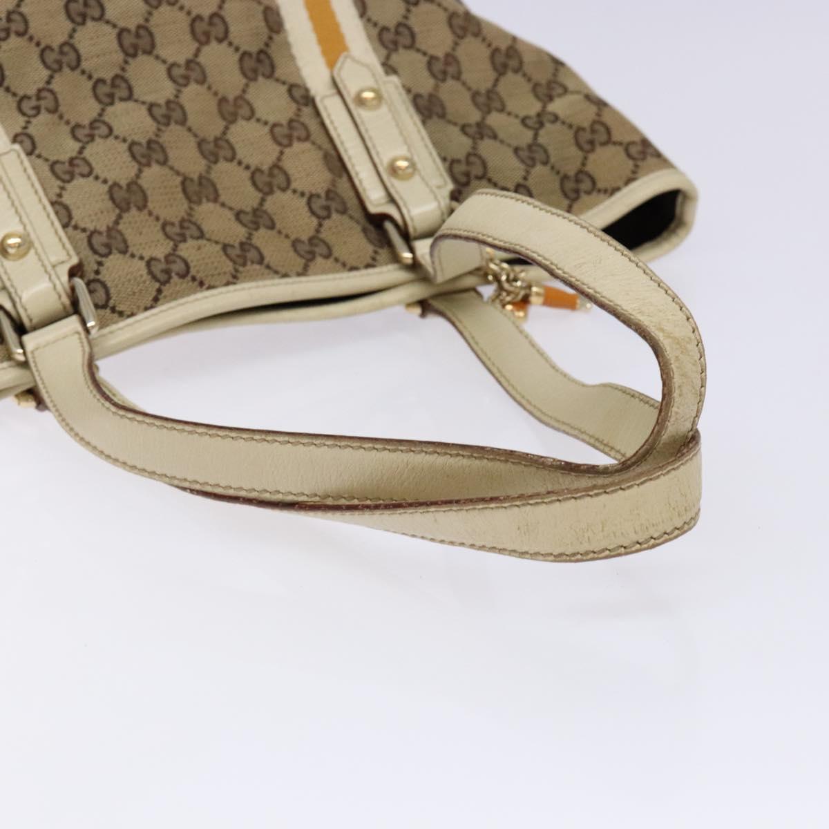 GUCCI GG Canvas Sherry Line Tote Bag Beige Gold 137396 Auth 135378