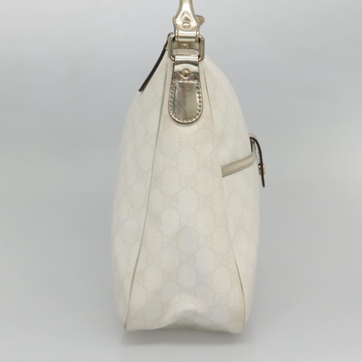 GUCCI GG Supreme Hand Bag PVC White Gold 189898 Auth 135379