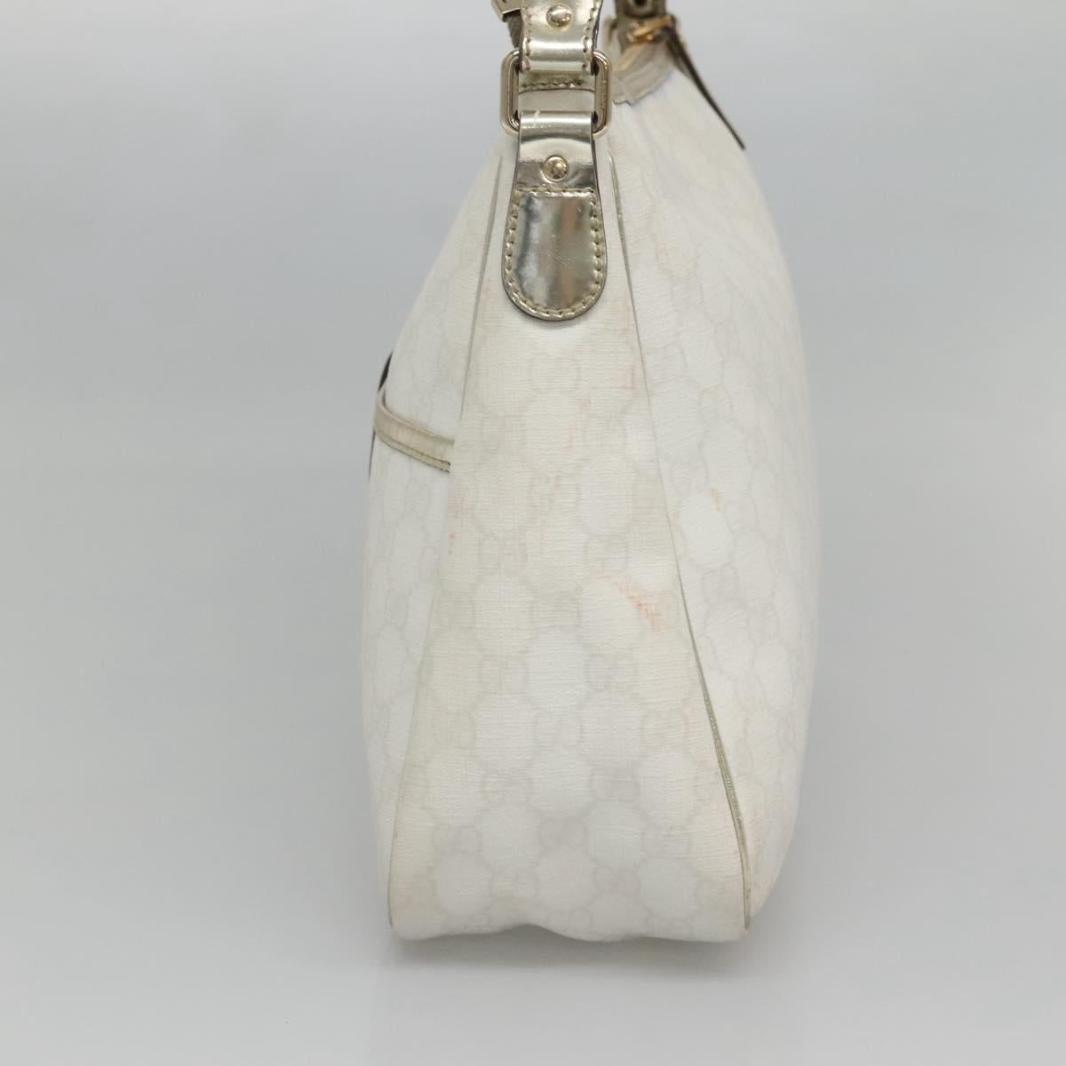GUCCI GG Supreme Hand Bag PVC White Gold 189898 Auth 135379
