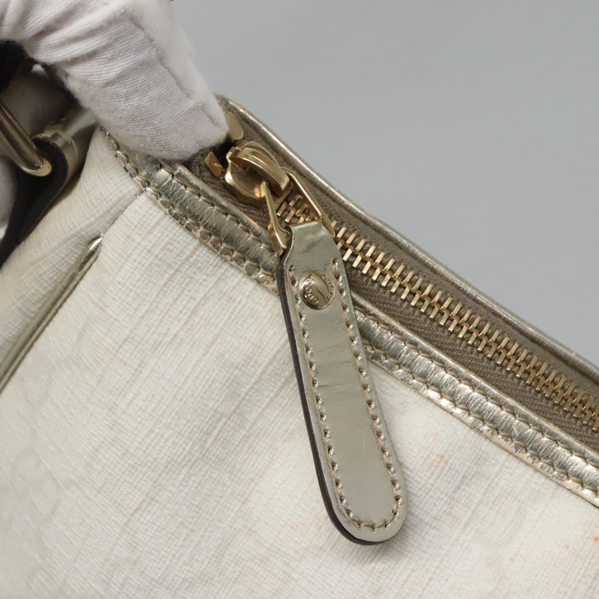 GUCCI GG Supreme Hand Bag PVC White Gold 189898 Auth 135379