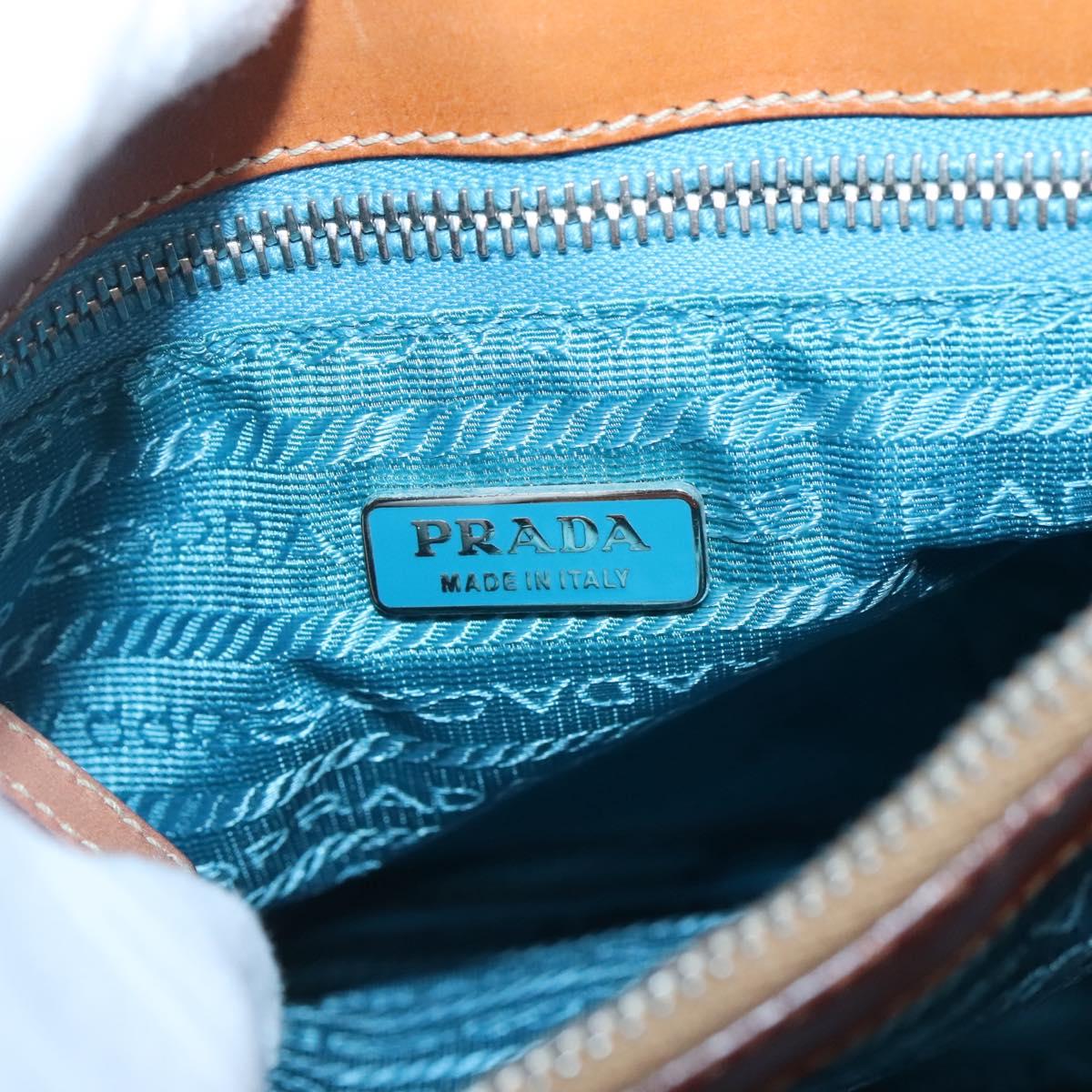 PRADA Shoulder Bag Nylon Leather Silver Blue Auth 135381