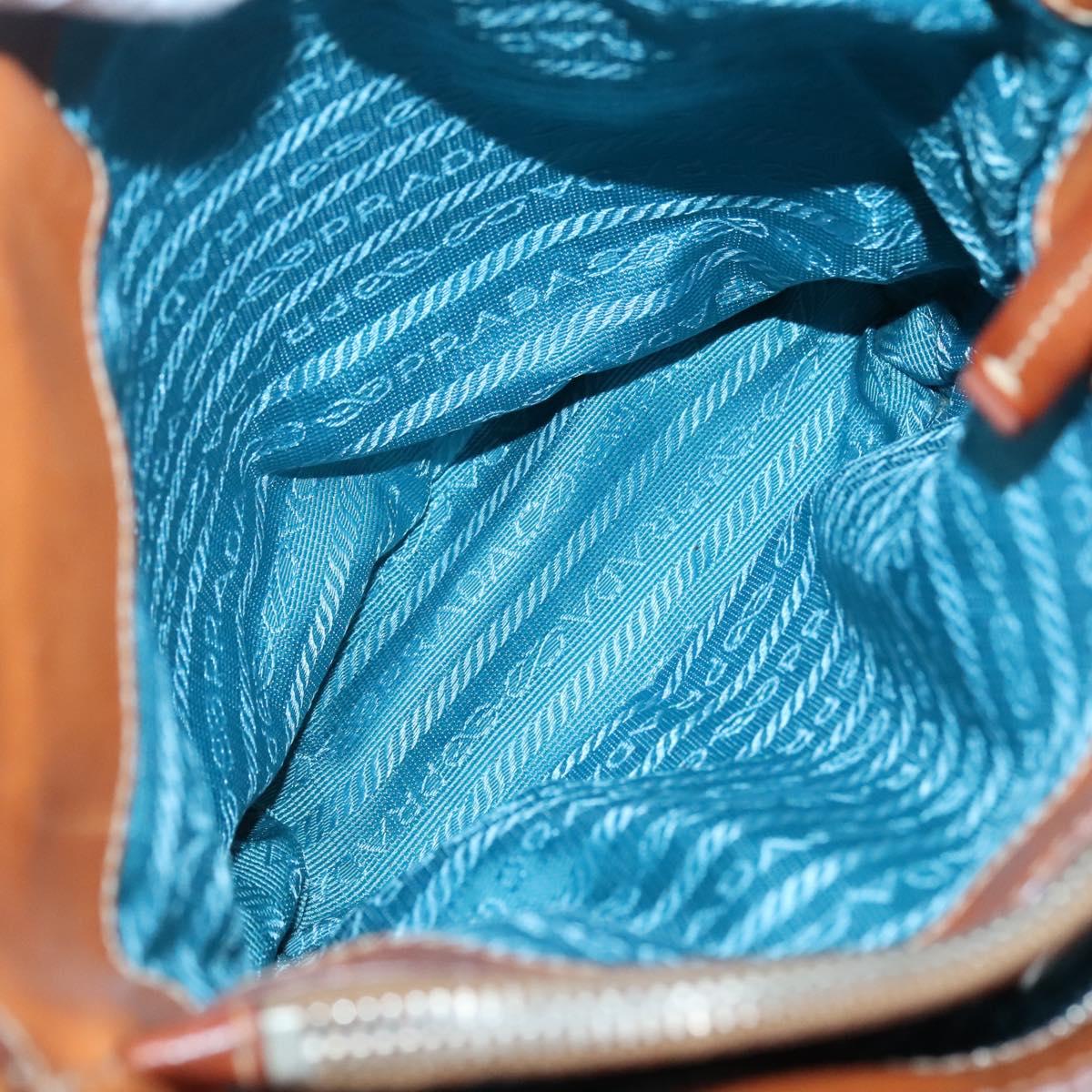 PRADA Shoulder Bag Nylon Leather Silver Blue Auth 135381