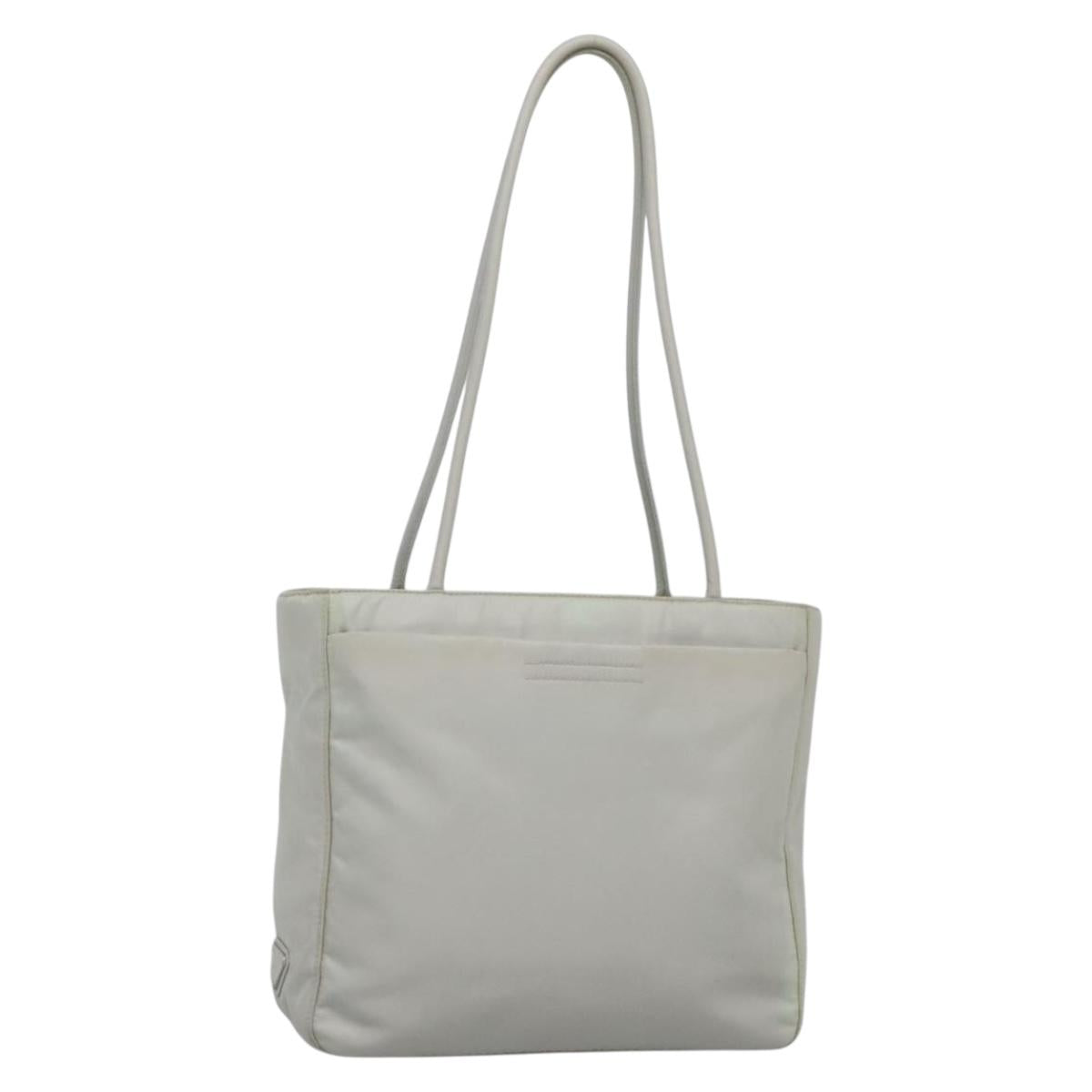 PRADA Tote Bag Nylon Gray Silver Auth 135382