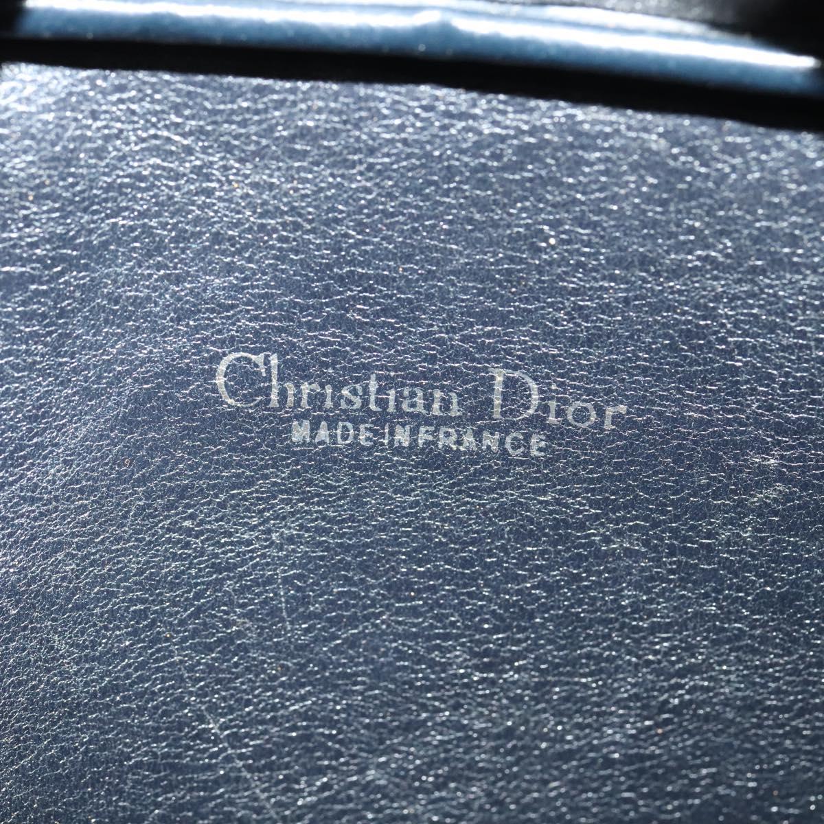 Christian Dior Trotter Canvas Shoulder Bag Navy Gold Auth 135390