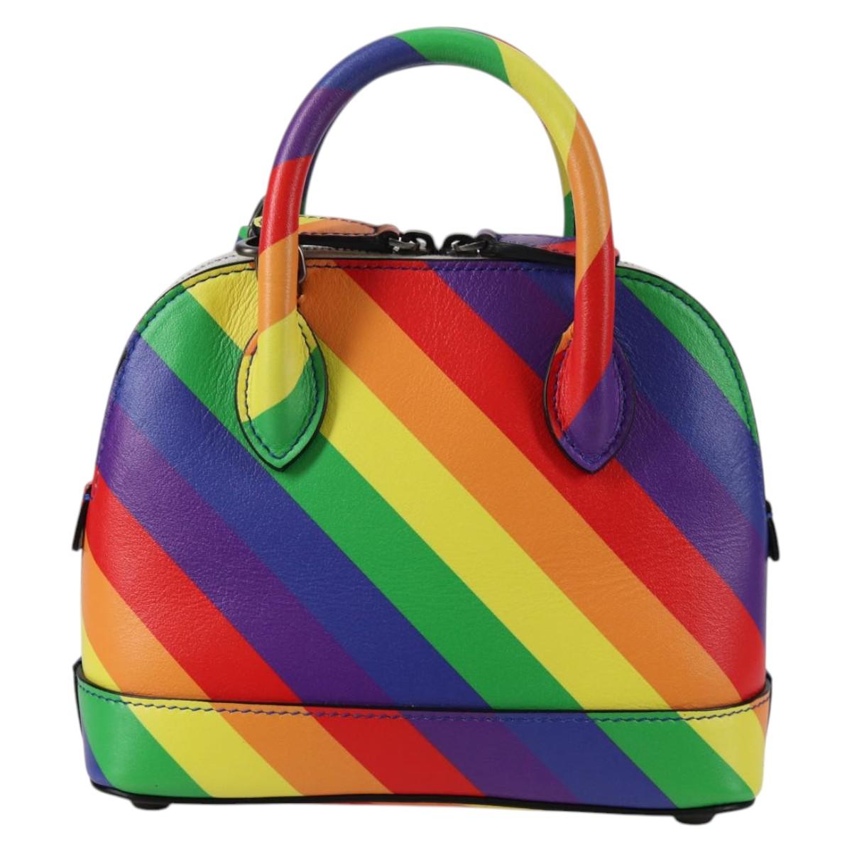 BALENCIAGA Ville Hand Bag Leather 2way Multicolor 550646 Auth 135406M