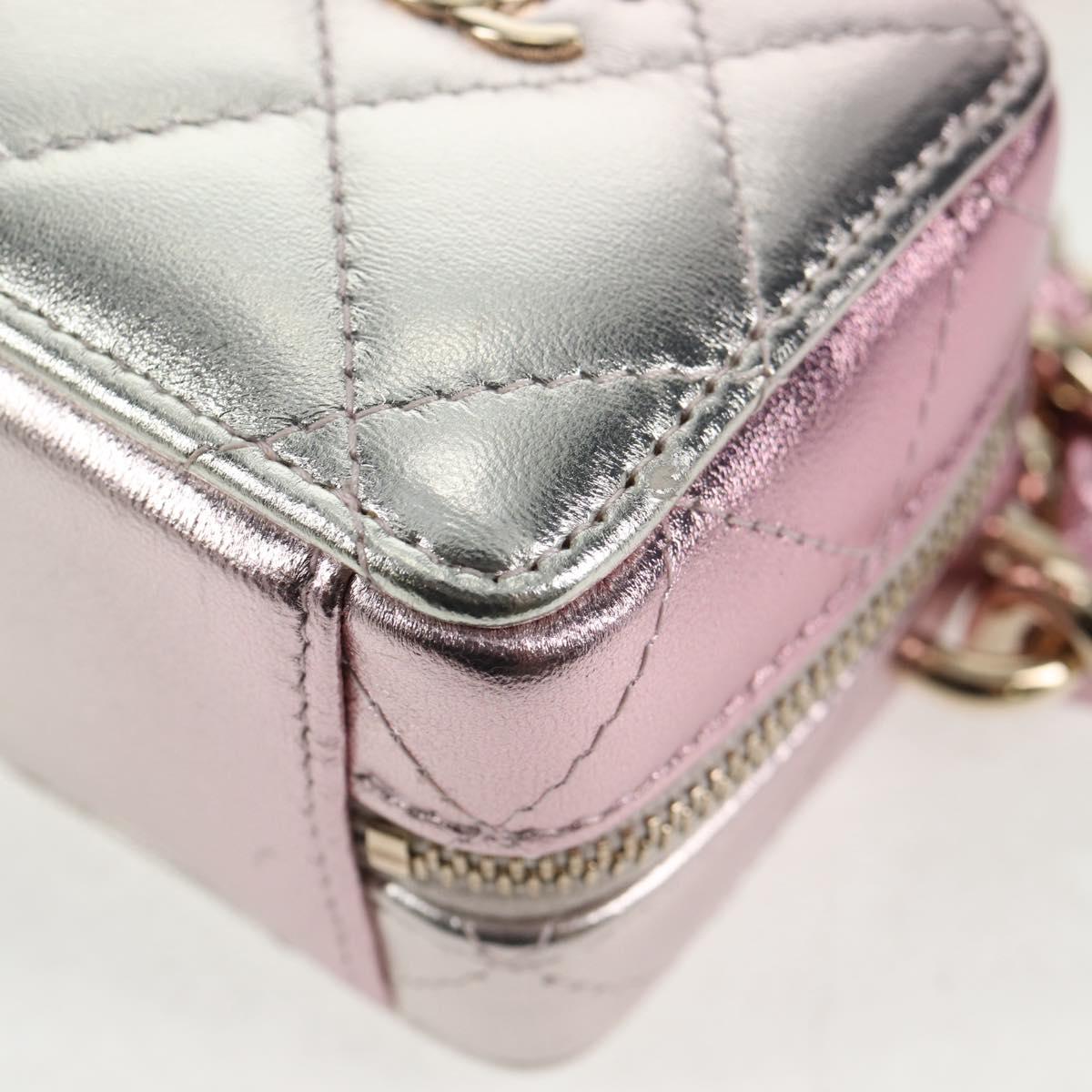 CHANEL Matelasse Chain Shoulder Bag Lamb Skin Pink Gold CC Auth 135407M
