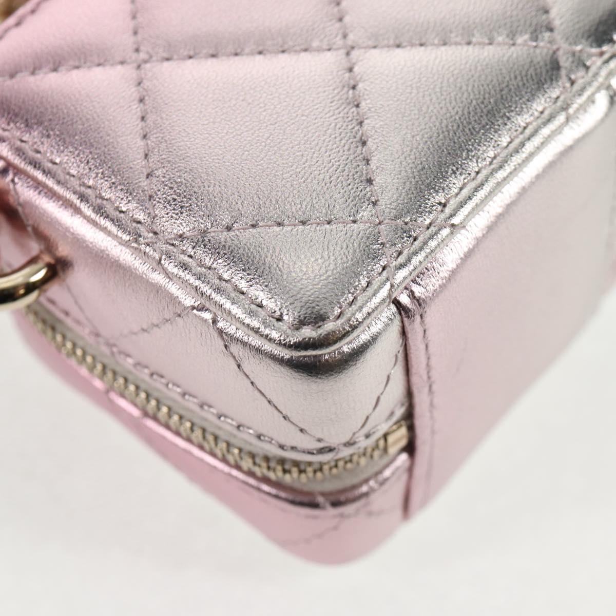 CHANEL Matelasse Chain Shoulder Bag Lamb Skin Pink Gold CC Auth 135407M