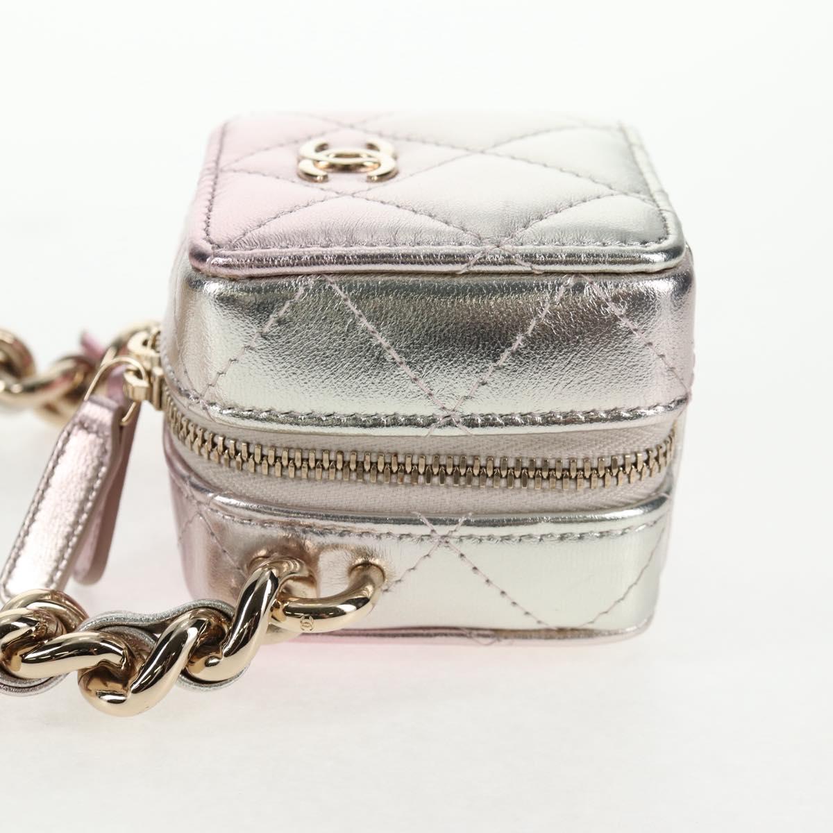 CHANEL Matelasse Chain Shoulder Bag Lamb Skin Pink Gold CC Auth 135407M