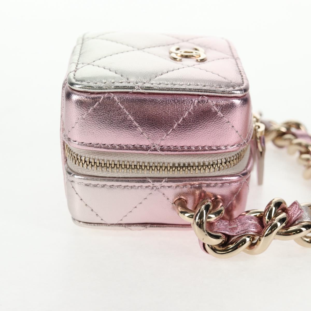 CHANEL Matelasse Chain Shoulder Bag Lamb Skin Pink Gold CC Auth 135407M