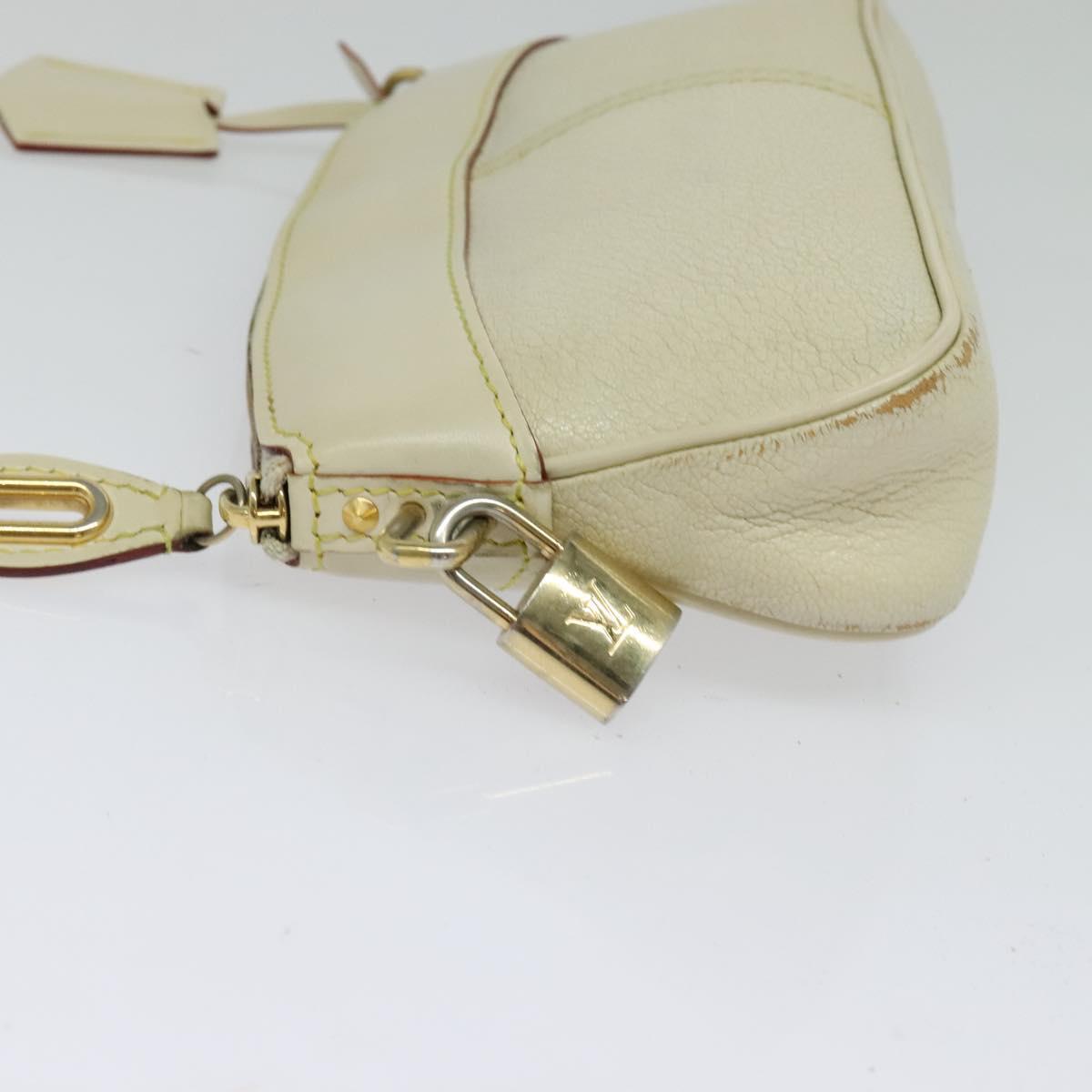 LOUIS VUITTON Suhari Lockit Clutch Bag Leather White M95629 LV Auth 135426