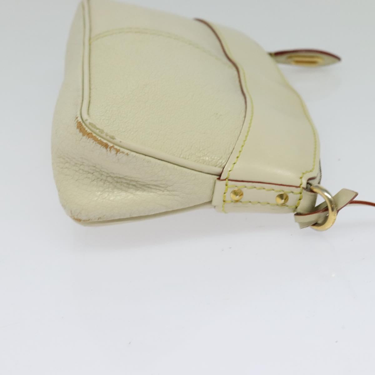 LOUIS VUITTON Suhari Lockit Clutch Bag Leather White M95629 LV Auth 135426