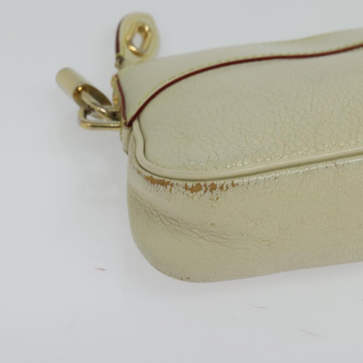 LOUIS VUITTON Suhari Lockit Clutch Bag Leather White M95629 LV Auth 135426