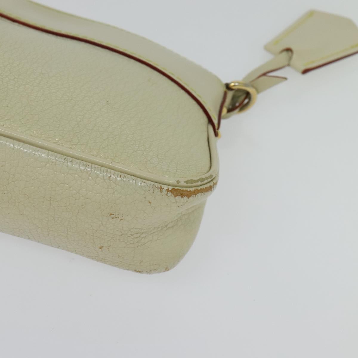 LOUIS VUITTON Suhari Lockit Clutch Bag Leather White M95629 LV Auth 135426
