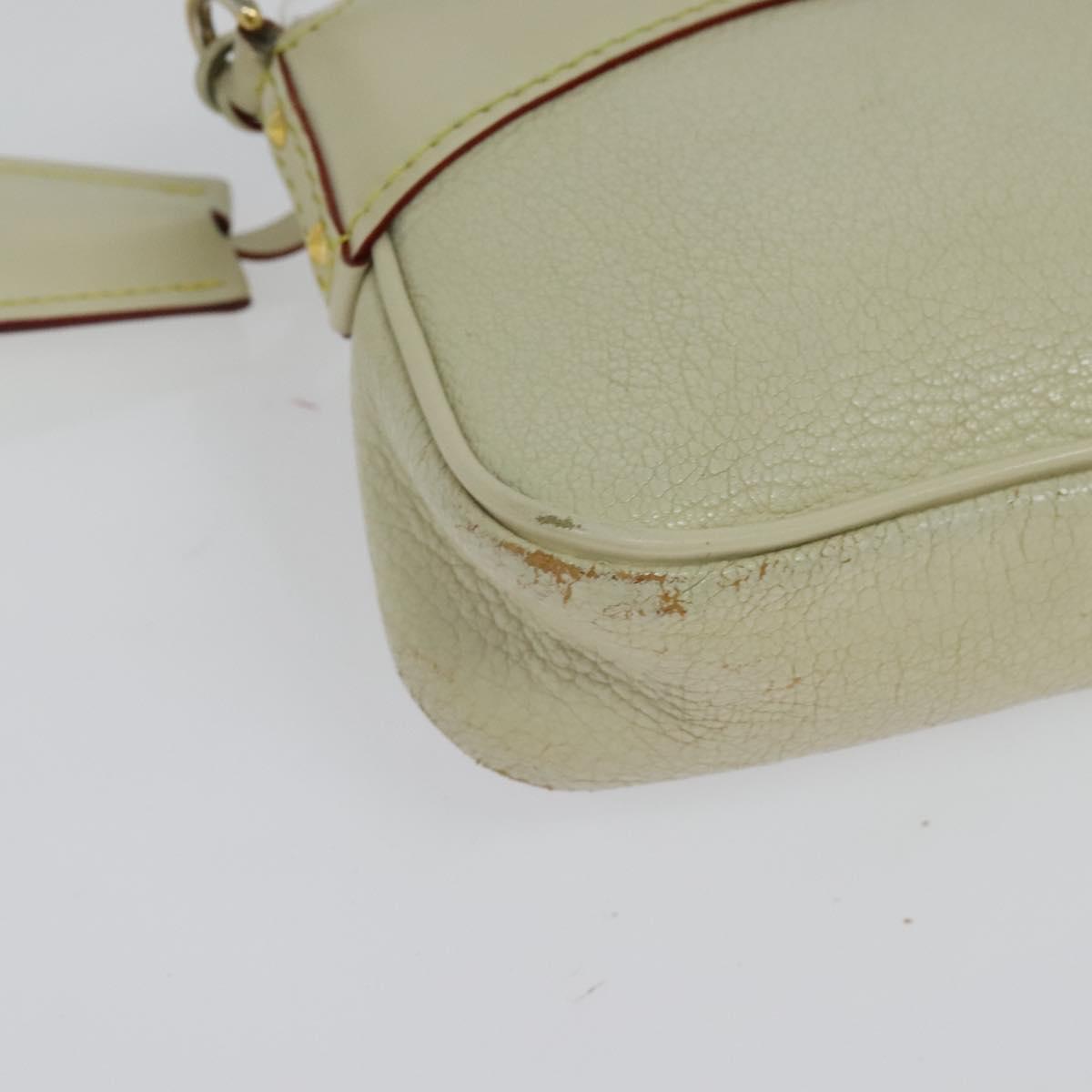 LOUIS VUITTON Suhari Lockit Clutch Bag Leather White M95629 LV Auth 135426