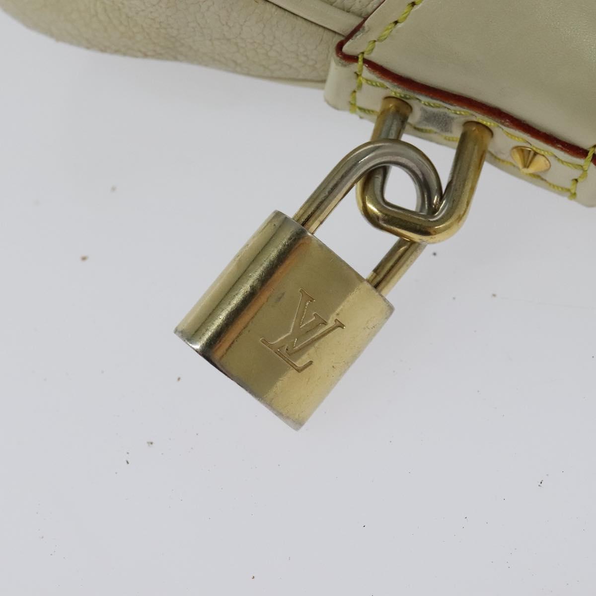 LOUIS VUITTON Suhari Lockit Clutch Bag Leather White M95629 LV Auth 135426