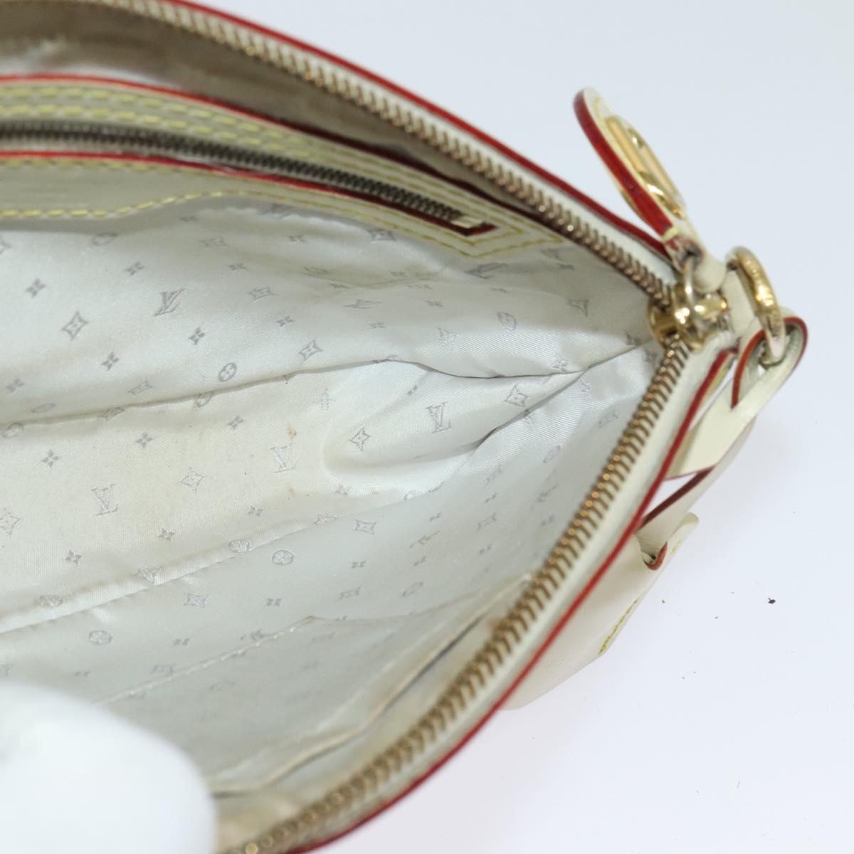 LOUIS VUITTON Suhari Lockit Clutch Bag Leather White M95629 LV Auth 135426