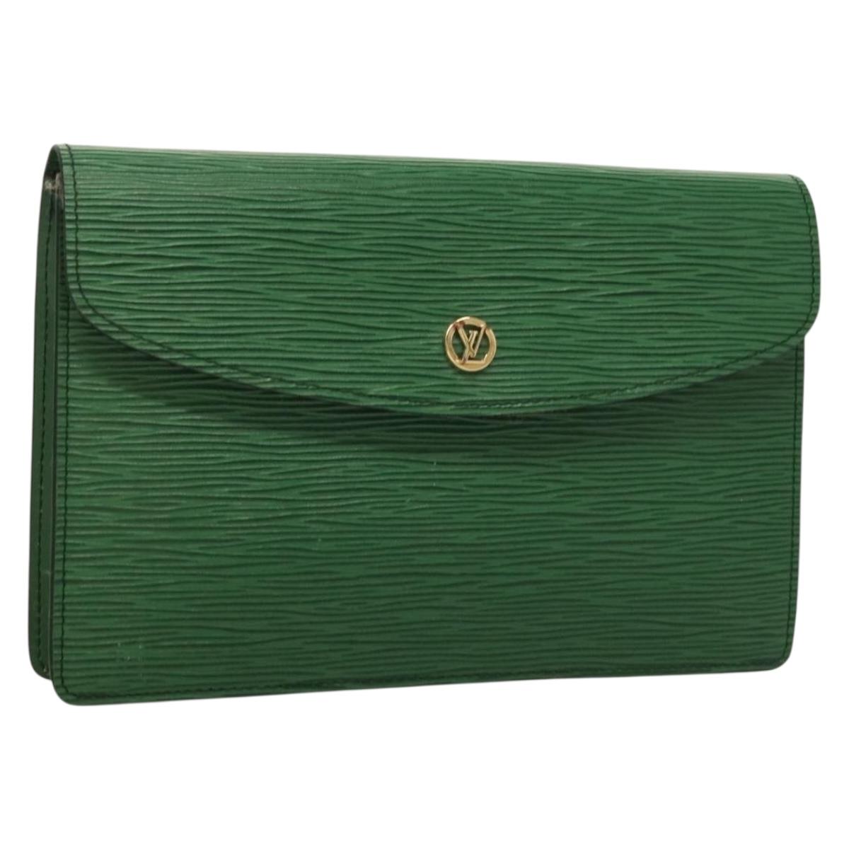 LOUIS VUITTON Epi Montaigne 23 Clutch Bag Green M52664 LV Auth 135445