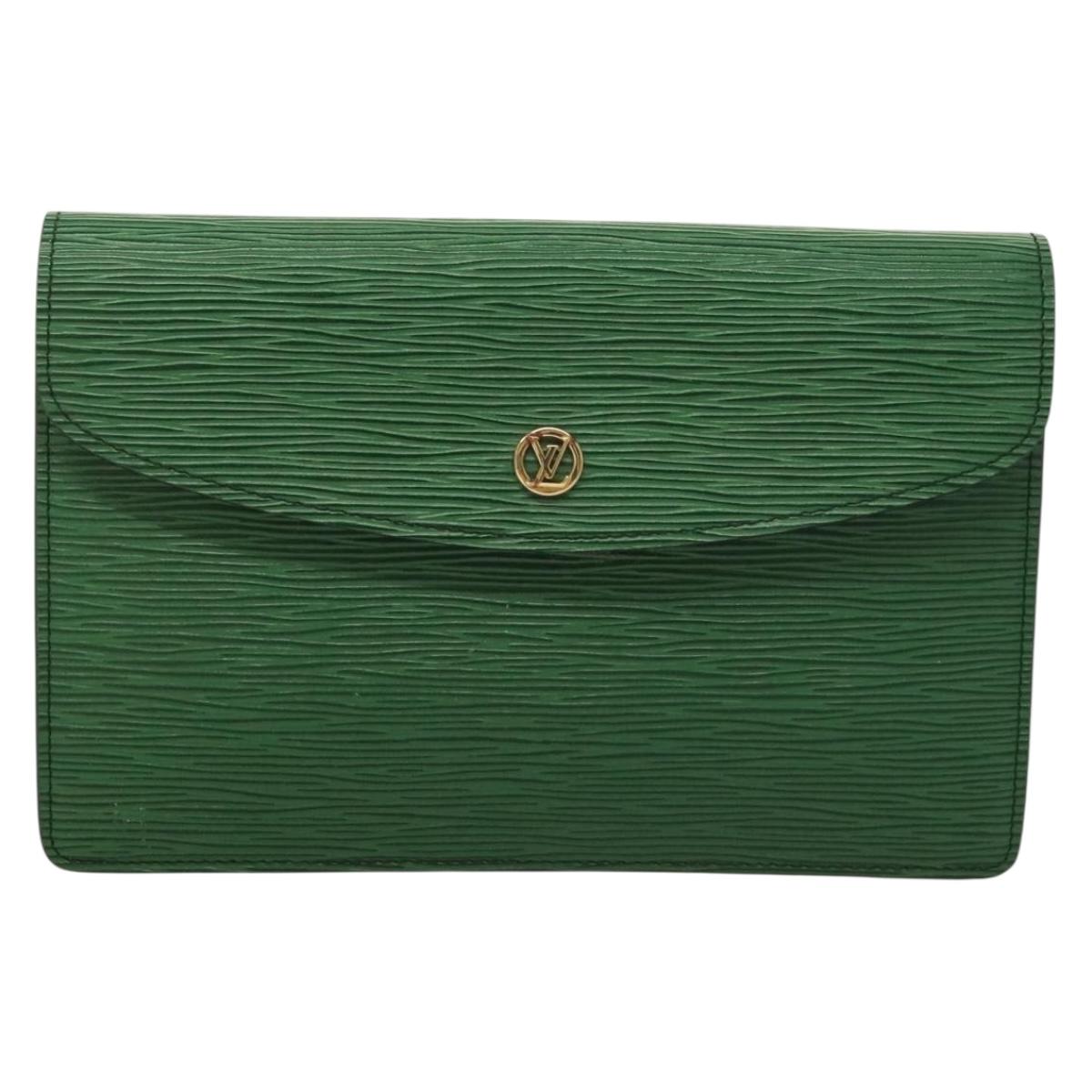 LOUIS VUITTON Epi Montaigne 23 Clutch Bag Green M52664 LV Auth 135445