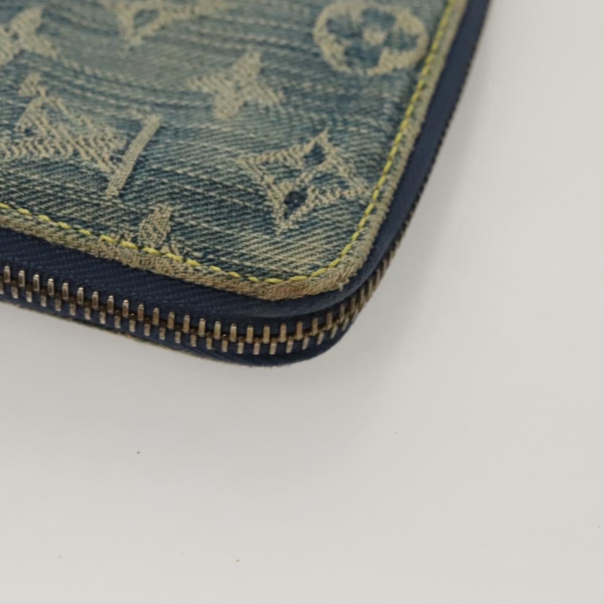 LOUIS VUITTON Monogram Denim Mini Zippy Wallet Wallet Blue M95342 LV Auth 135447