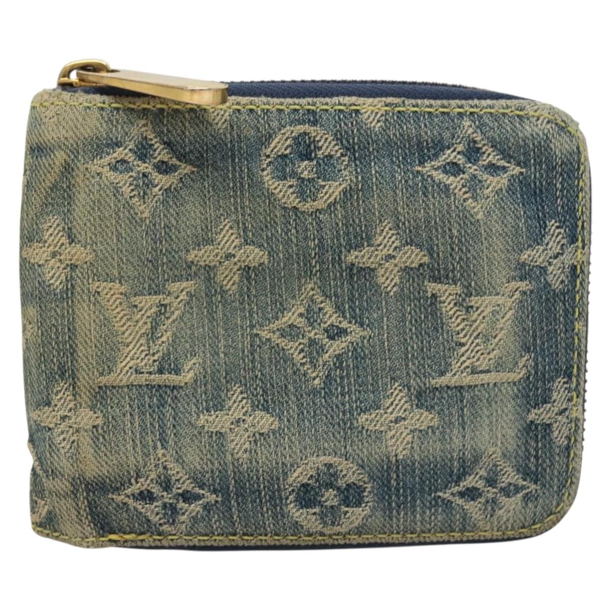 LOUIS VUITTON Monogram Denim Mini Zippy Wallet Wallet Blue M95342 LV Auth 135447