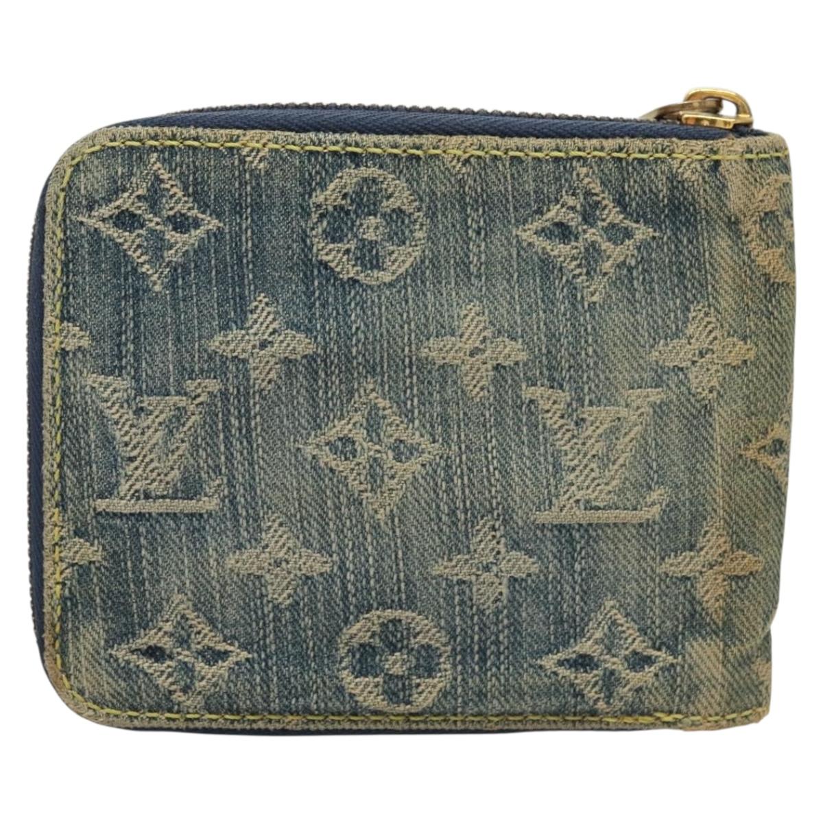 LOUIS VUITTON Monogram Denim Mini Zippy Wallet Wallet Blue M95342 LV Auth 135447