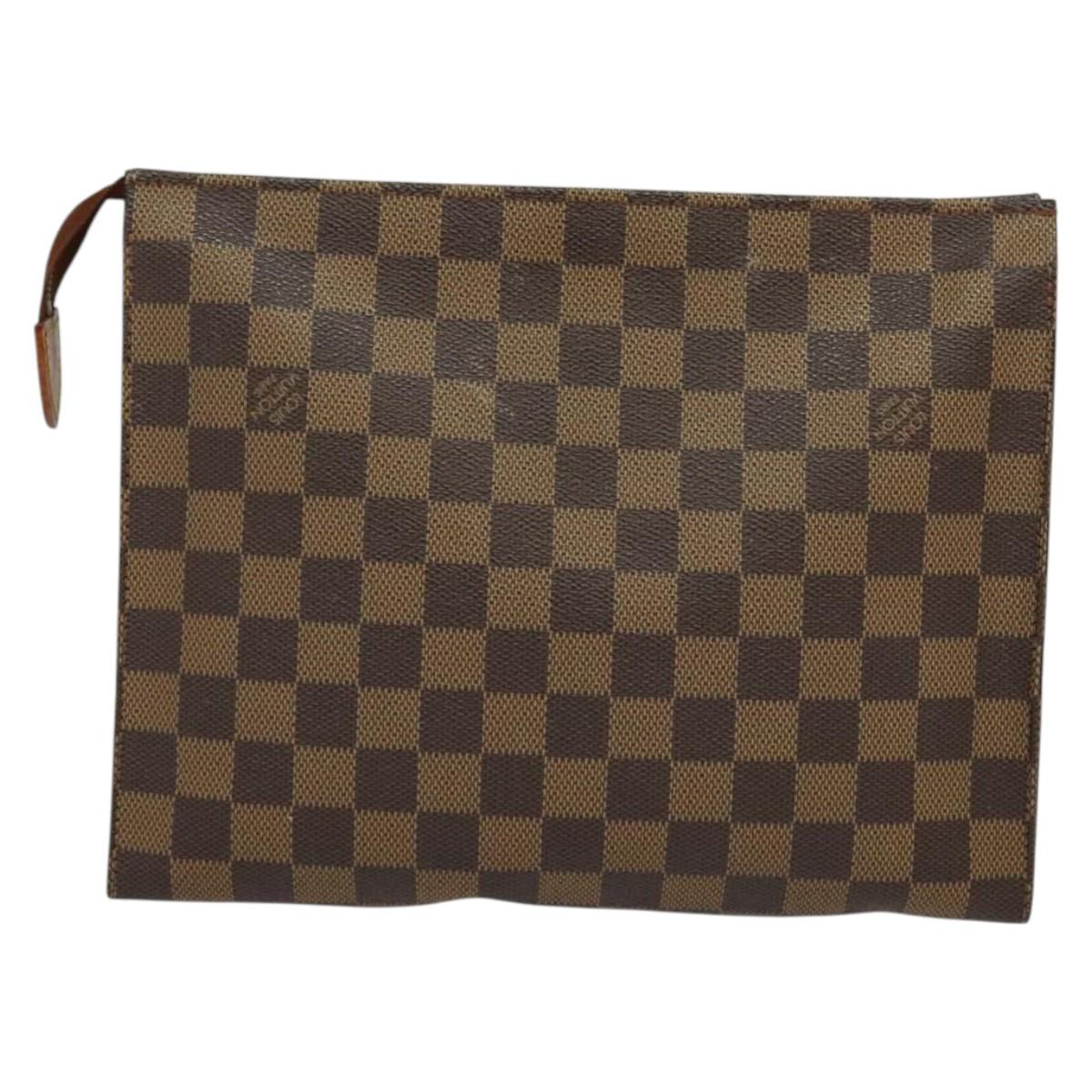 LOUIS VUITTON Damier Ebene Posh Toilette 26 Pouch N47543 LV Auth 135474
