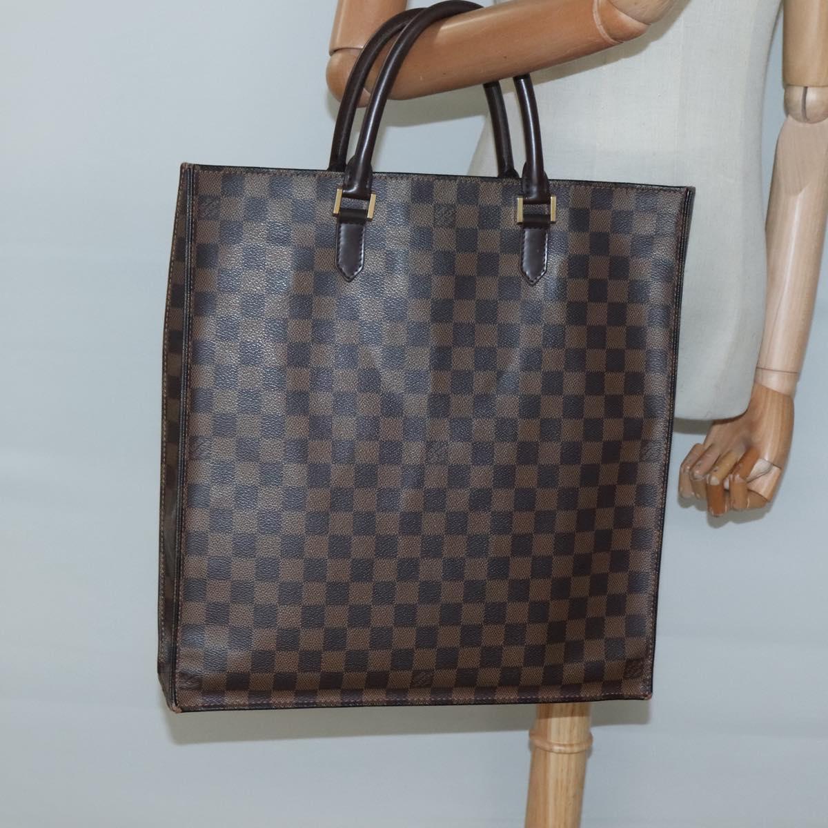 LOUIS VUITTON Damier Ebene Sac Plat Hand Bag N51140 LV Auth 135475