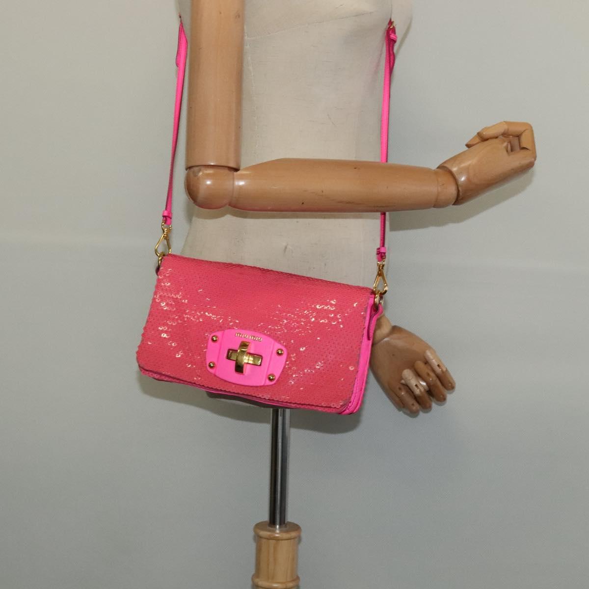 Miu Miu Shoulder Bag Sequin Pink Gold Auth 135485
