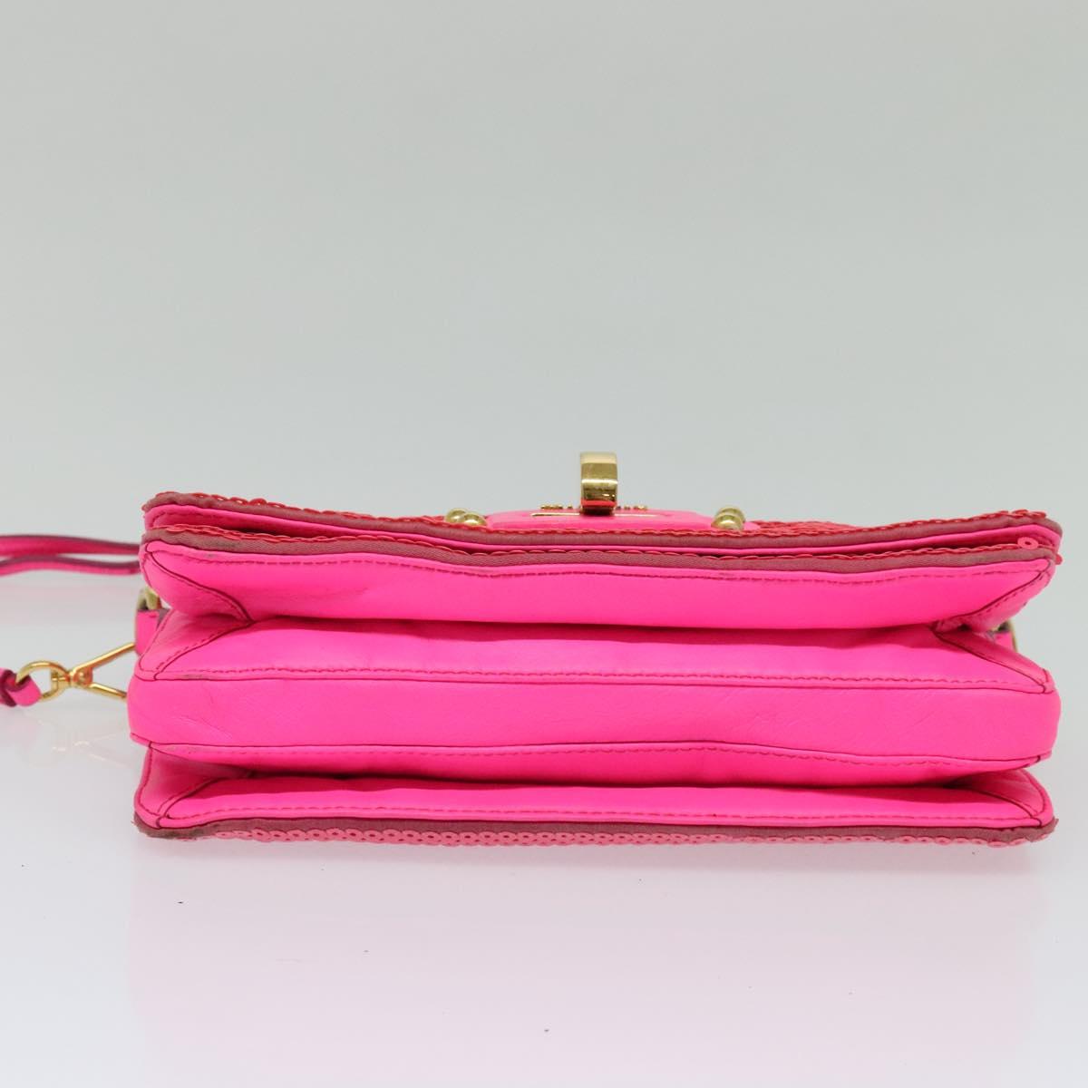 Miu Miu Shoulder Bag Sequin Pink Gold Auth 135485