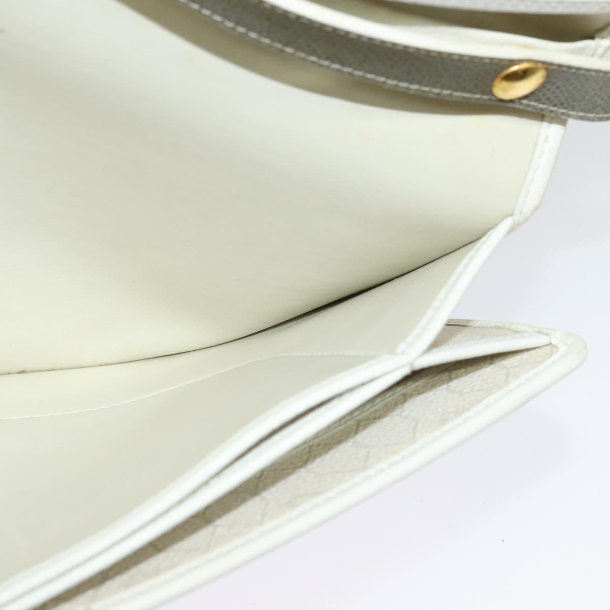Christian Dior Honeycomb Canvas Shoulder Bag PVC White Gold Auth 135487
