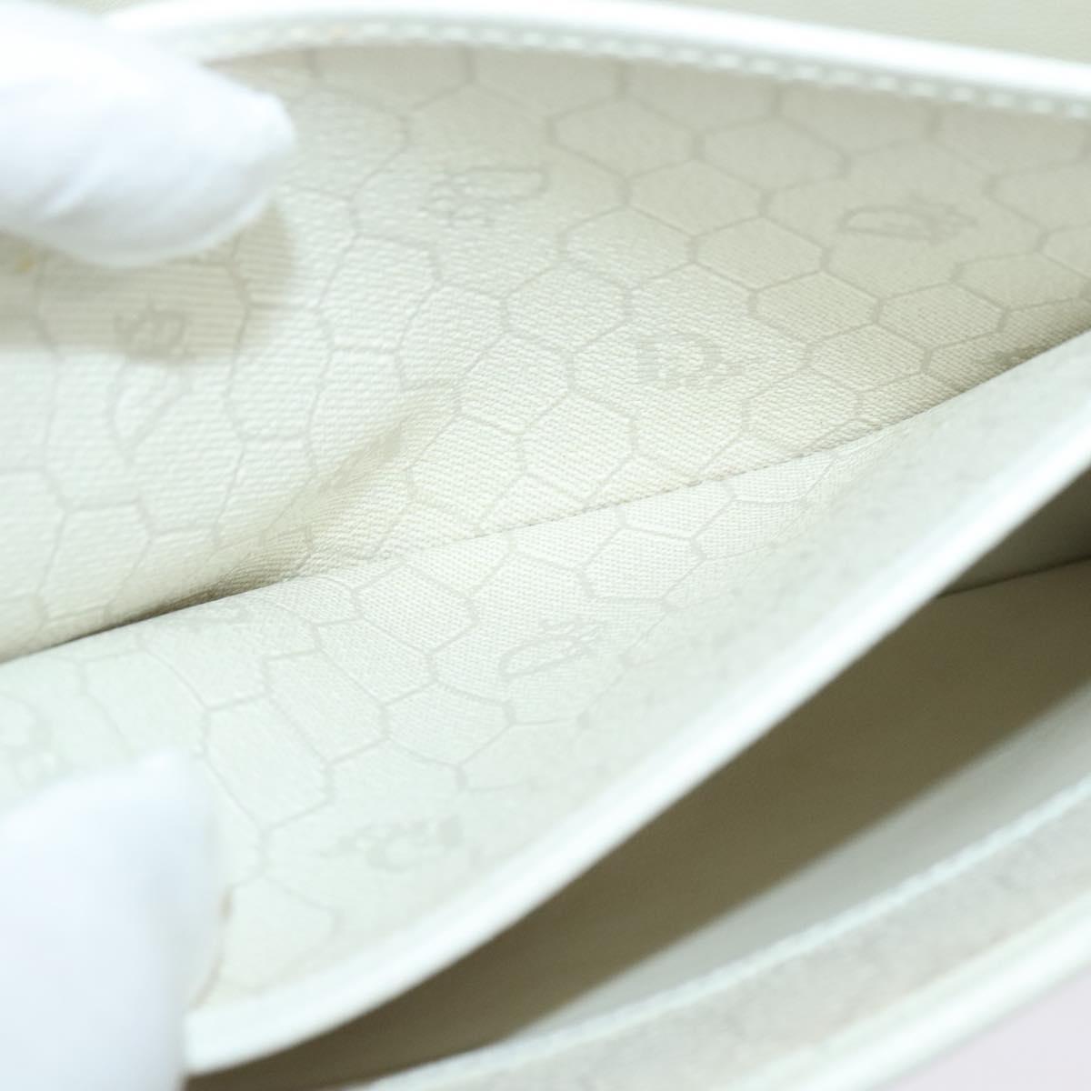 Christian Dior Honeycomb Canvas Shoulder Bag PVC White Gold Auth 135487