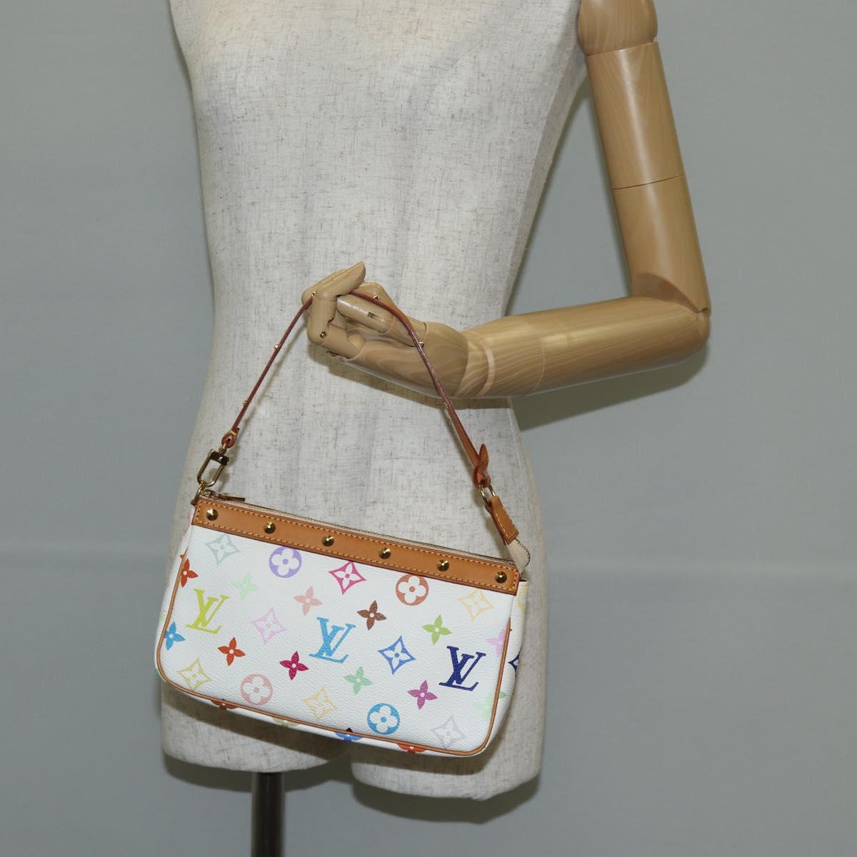 LOUIS VUITTON Monogram Multicolor Pochette Pouch White M92649 LV Auth 135504V