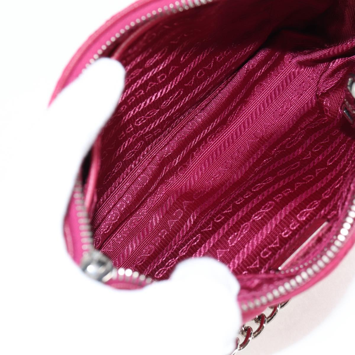 PRADA Chain Hand Bag Nylon 2way Pink Silver Auth 135510V