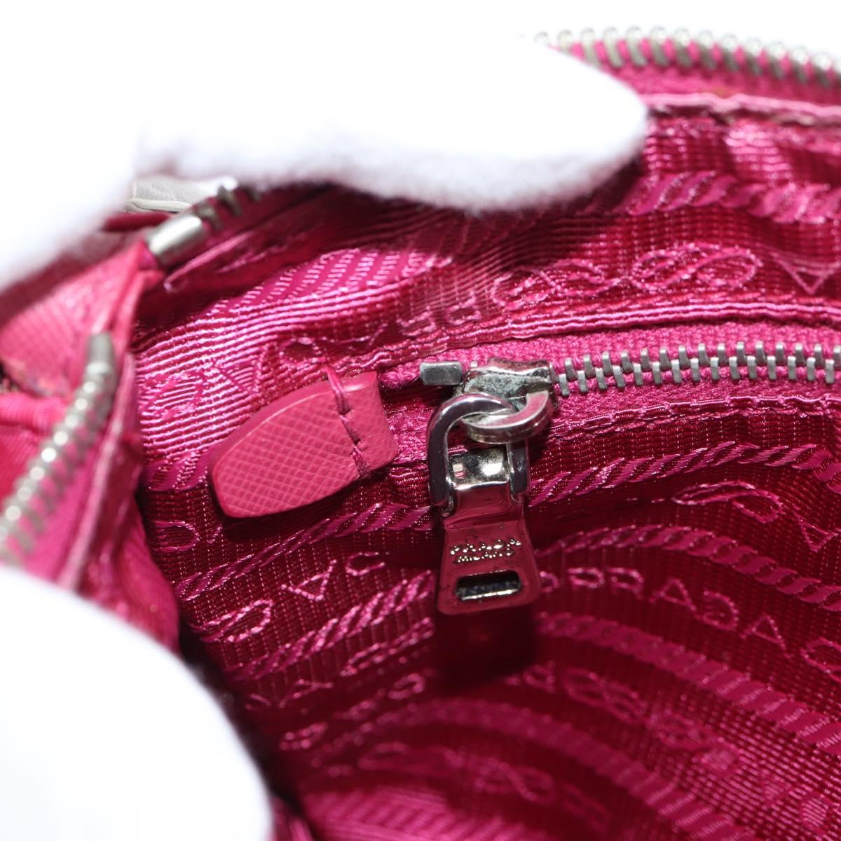 PRADA Chain Hand Bag Nylon 2way Pink Silver Auth 135510V
