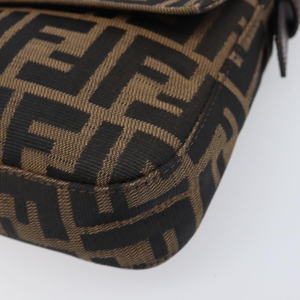 FENDI Zucca Canvas Mamma Baguette Shoulder Bag Black Brown Auth 135512