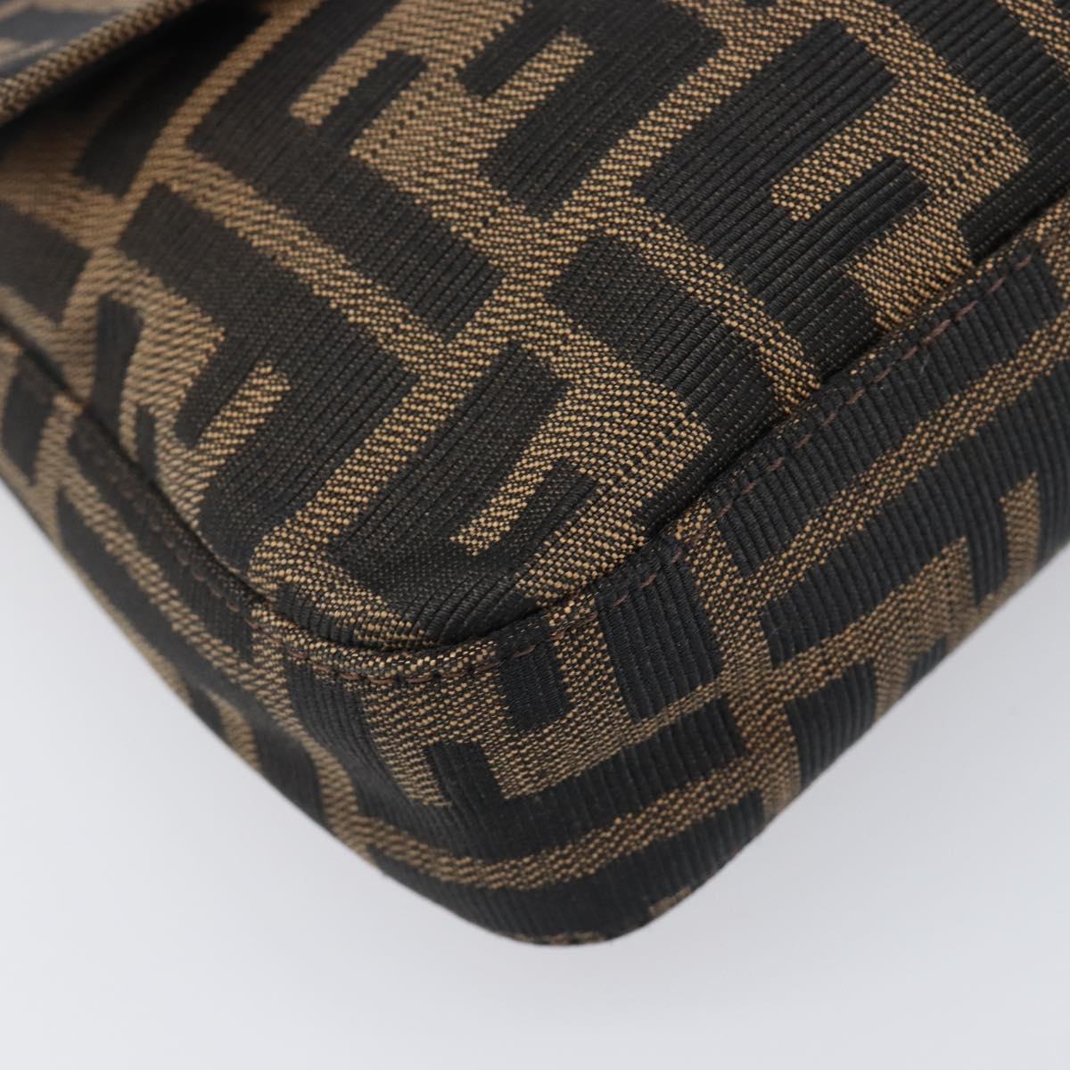 FENDI Zucca Canvas Mamma Baguette Shoulder Bag Black Brown Auth 135512